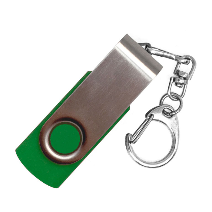Флеш накопитель Twister 32GB, пластик Софт Тач/металл, зеленый/серебро для нанесения логотипа