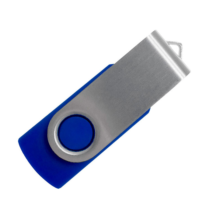 Флеш накопитель USB 2.0 Twister 32GB, пластик Софт Тач/металл, синий/серебристый для нанесения логотипа
