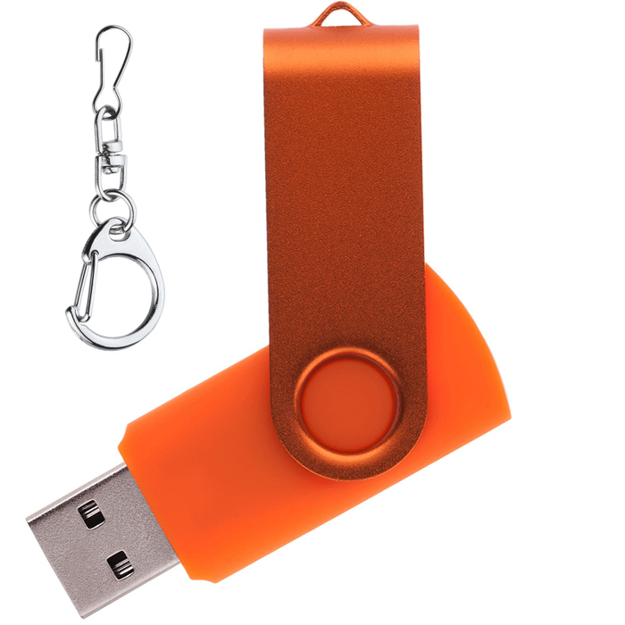 Флеш накопитель USB 2.0 Twister 64GB, пластик Софт Тач/металл, оранжевый/оранжевый для нанесения логотипа