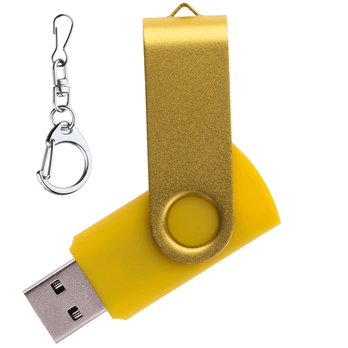 Флеш накопитель USB 2.0 Twister 64GB, пластик Софт Тач/металл, желтый/желтый для нанесения логотипа