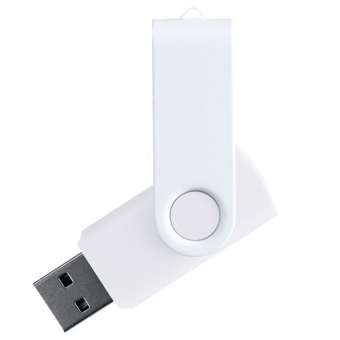 Флеш накопитель USB 2.0 Twister Assembly 16GB, пластик Софт Тач/металл, белый/белый для нанесения логотипа