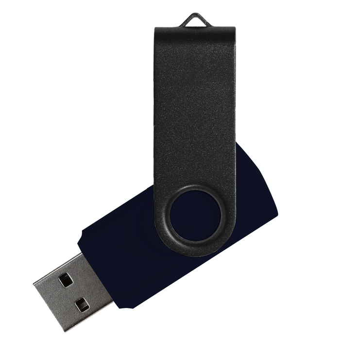 Флеш накопитель USB 2.0 Twister Assembly 16GB, пластик Софт Тач/металл, черный/черный для нанесения логотипа