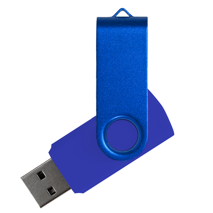 Флеш накопитель USB 2.0 Twister Assembly 16GB, пластик Софт Тач/металл, синий/синий для нанесения логотипа