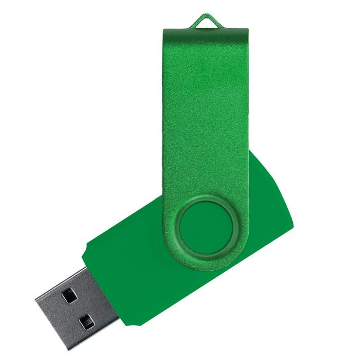 Флеш накопитель USB 2.0 Twister Assembly 16GB, пластик Софт Тач/металл, зеленый/зеленый для нанесения логотипа