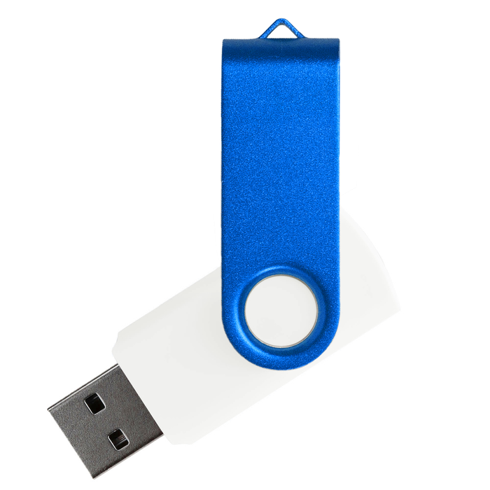 Флеш накопитель USB 2.0 Twister Сolor Mix 16GB, пластик Софт Тач/металл, белый/синий для нанесения логотипа