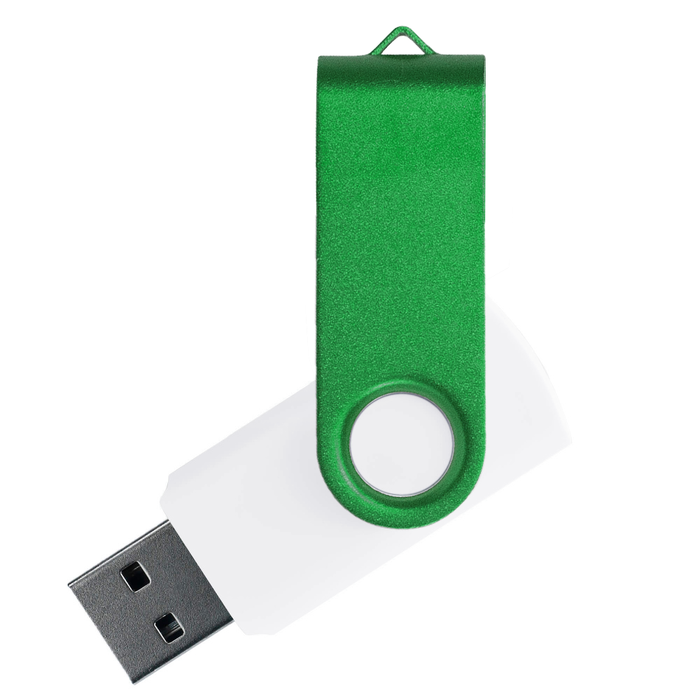 Флеш накопитель USB 2.0 Twister Сolor Mix 16GB, пластик Софт Тач/металл, белый/зеленый для нанесения логотипа
