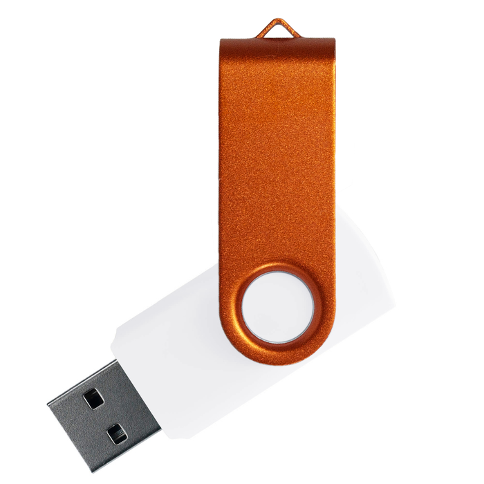 Флеш накопитель USB 2.0 Twister Сolor Mix 16GB, пластик Софт Тач/металл, белый/оранжевый для нанесения логотипа