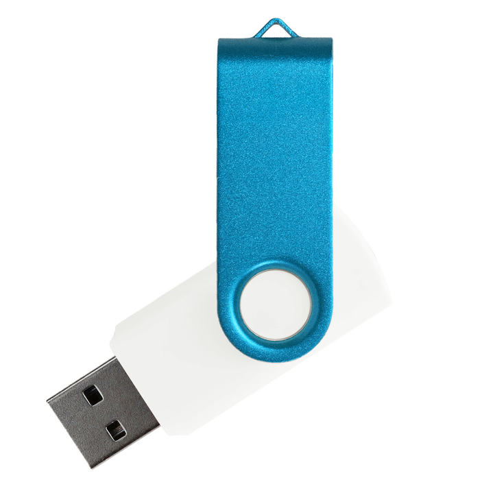 Флеш накопитель USB 2.0 Twister Сolor Mix 16GB, пластик Софт Тач/металл, белый/голубой для нанесения логотипа