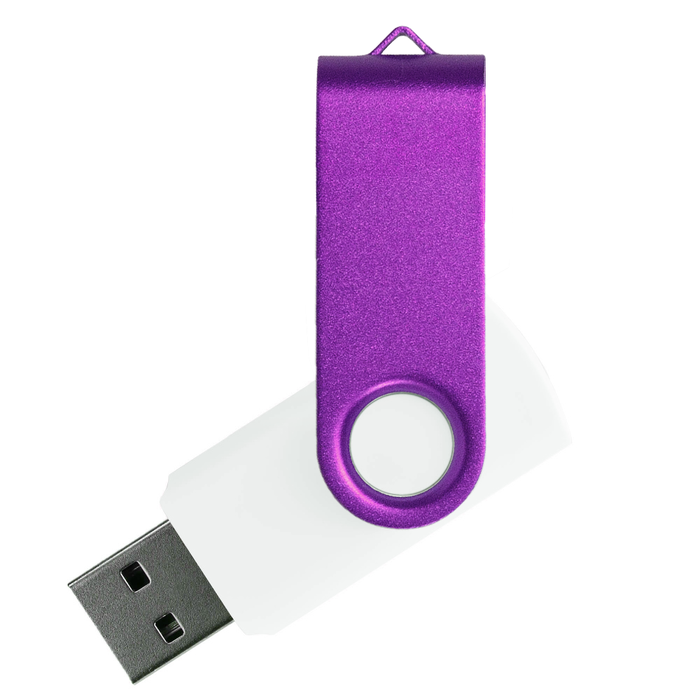 Флеш накопитель USB 2.0 Twister Сolor Mix 16GB, пластик Софт Тач/металл, белый/фиолетовый для нанесения логотипа