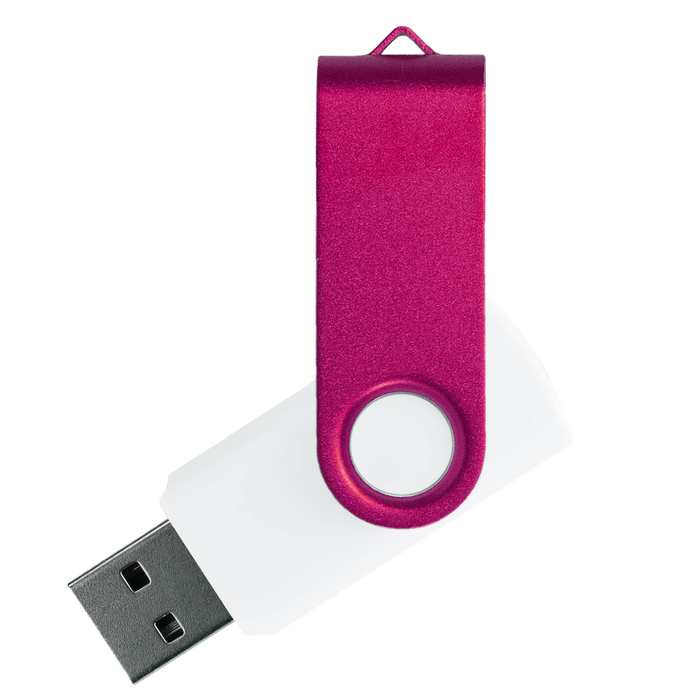 Флеш накопитель USB 2.0 Twister Сolor Mix 16GB, пластик Софт Тач/металл, белый/розовый для нанесения логотипа