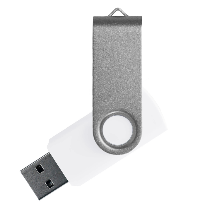 Флеш накопитель USB 2.0 Twister Сolor Mix 16GB, пластик Софт Тач/металл, белый/серебристый для нанесения логотипа