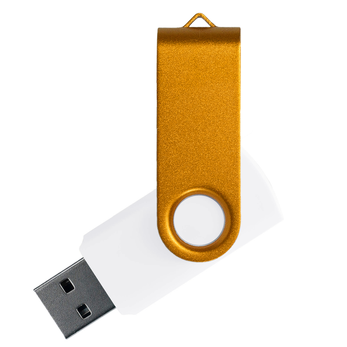 Флеш накопитель USB 2.0 Twister Сolor Mix 16GB, пластик Софт Тач/металл, белый/золотистый для нанесения логотипа