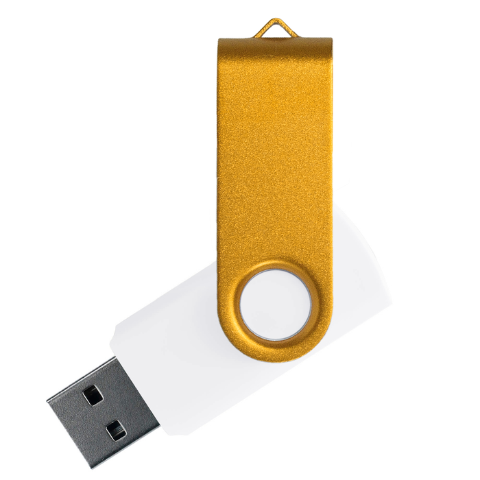 Флеш накопитель USB 2.0 Twister Сolor Mix 16GB, пластик Софт Тач/металл, белый/желтый для нанесения логотипа