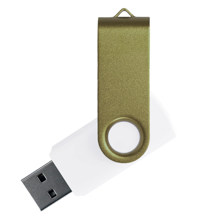Флеш накопитель USB 2.0 Twister Сolor Mix 16GB, пластик Софт Тач/металл, белый/оливковый для нанесения логотипа