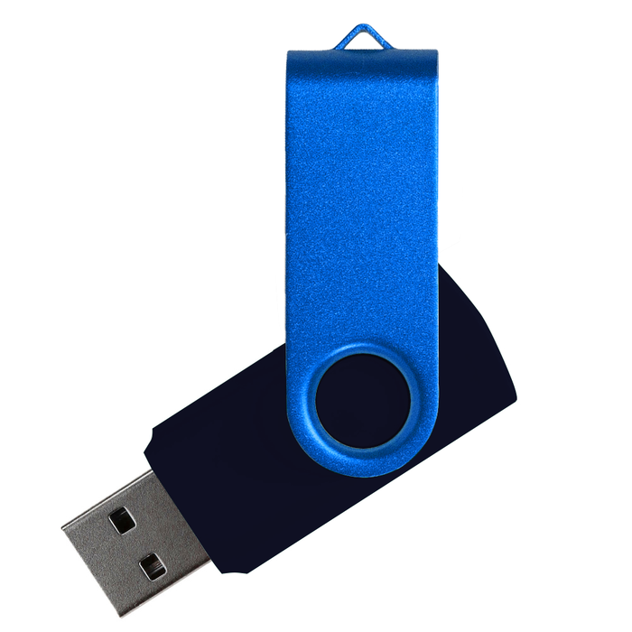 Флеш накопитель USB 2.0 Twister Сolor Mix 16GB, пластик Софт Тач/металл, черный/синий для нанесения логотипа
