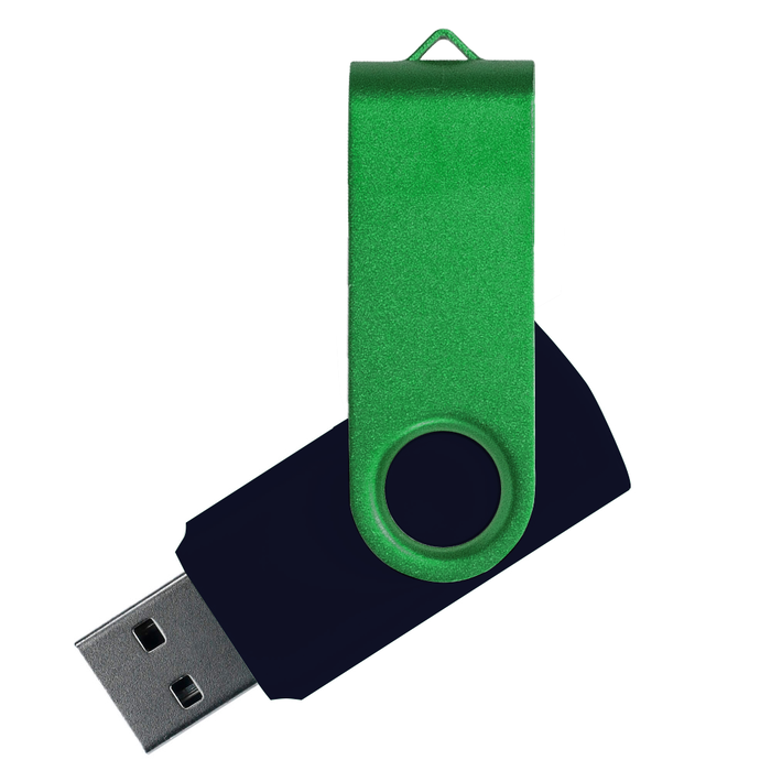 Флеш накопитель USB 2.0 Twister Сolor Mix 16GB, пластик Софт Тач/металл, черный/зеленый для нанесения логотипа