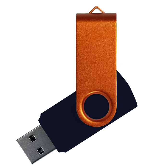 Флеш накопитель USB 2.0 Twister Сolor Mix 16GB, пластик Софт Тач/металл, черный/оранжевый для нанесения логотипа