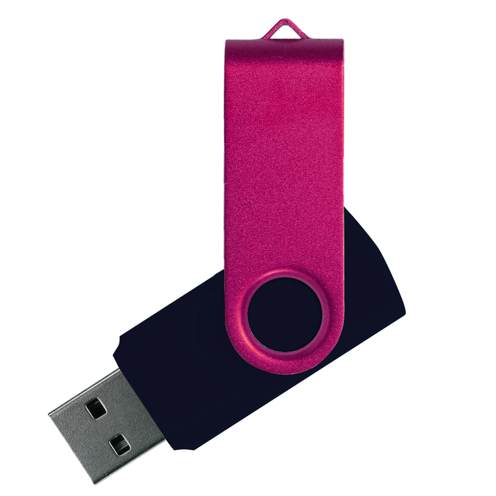 Флеш накопитель USB 2.0 Twister Сolor Mix 16GB, пластик Софт Тач/металл, черный/розовый для нанесения логотипа