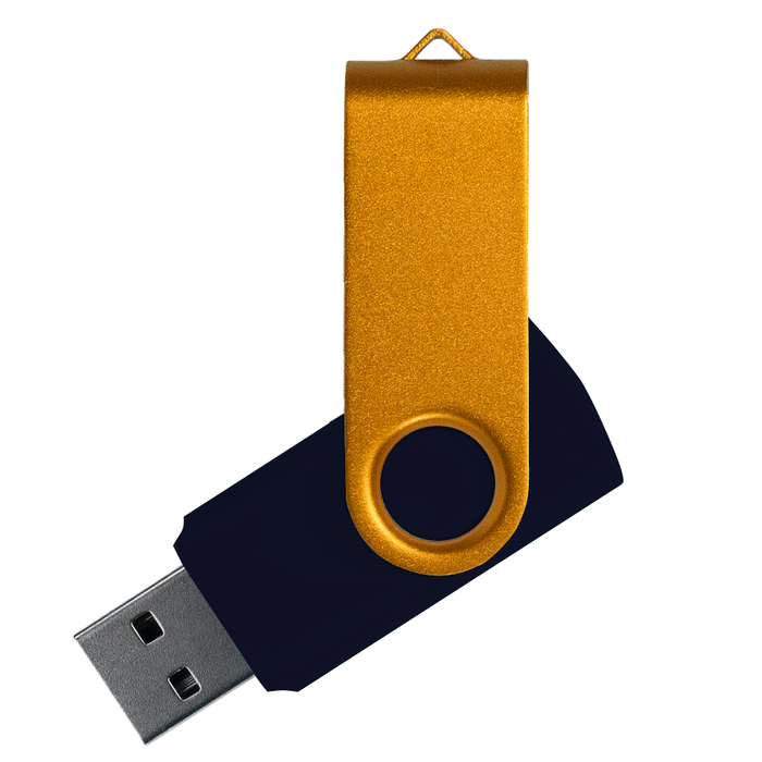 Флеш накопитель USB 2.0 Twister Сolor Mix 16GB, пластик Софт Тач/металл, черный/золотистый для нанесения логотипа