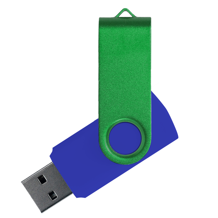 Флеш накопитель USB 2.0 Twister Сolor Mix 16GB, пластик Софт Тач/металл, синий/зеленый для нанесения логотипа