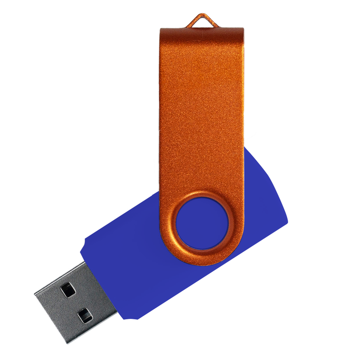 Флеш накопитель USB 2.0 Twister Сolor Mix 16GB, пластик Софт Тач/металл, синий/оранжевый для нанесения логотипа