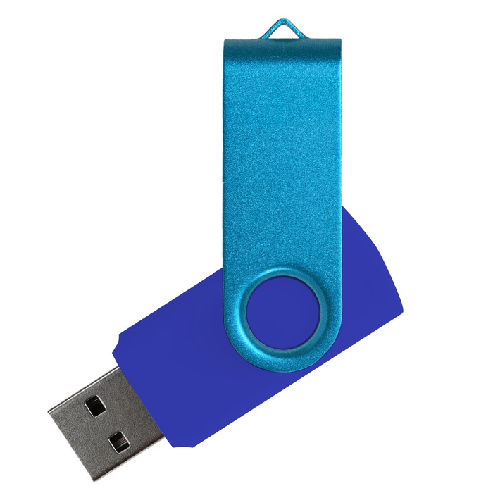 Флеш накопитель USB 2.0 Twister Сolor Mix 16GB, пластик Софт Тач/металл, синий/голубой для нанесения логотипа