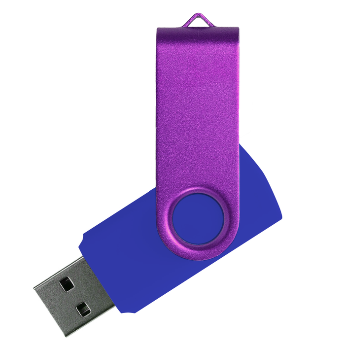 Флеш накопитель USB 2.0 Twister Сolor Mix 16GB, пластик Софт Тач/металл, синий/фиолетовый для нанесения логотипа