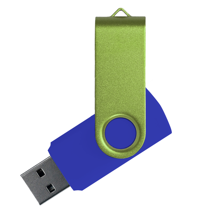 Флеш накопитель USB 2.0 Twister Сolor Mix 16GB, пластик Софт Тач/металл, синий/светло-зеленый для нанесения логотипа
