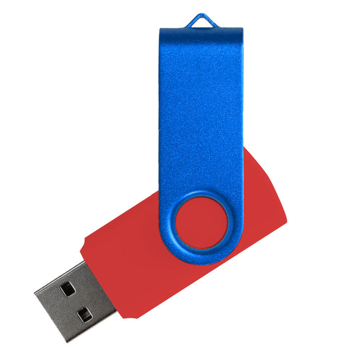 Флеш накопитель USB 2.0 Twister Сolor Mix 16GB, пластик Софт Тач/металл, красный/синий для нанесения логотипа