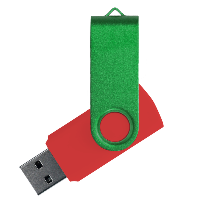 Флеш накопитель USB 2.0 Twister Сolor Mix 16GB, пластик Софт Тач/металл, красный/зеленый для нанесения логотипа