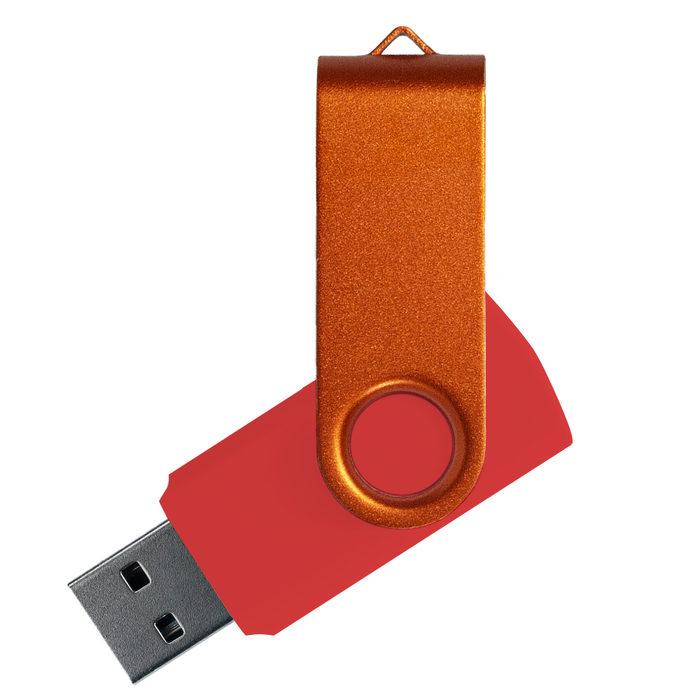 Флеш накопитель USB 2.0 Twister Сolor Mix 16GB, пластик Софт Тач/металл, красный/оранжевый для нанесения логотипа