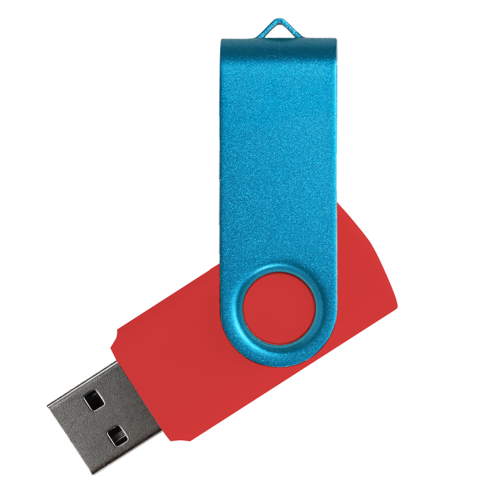 Флеш накопитель USB 2.0 Twister Сolor Mix 16GB, пластик Софт Тач/металл, красный/голубой для нанесения логотипа