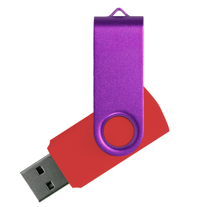 Флеш накопитель USB 2.0 Twister Сolor Mix 16GB, пластик Софт Тач/металл, красный/фиолетовый для нанесения логотипа