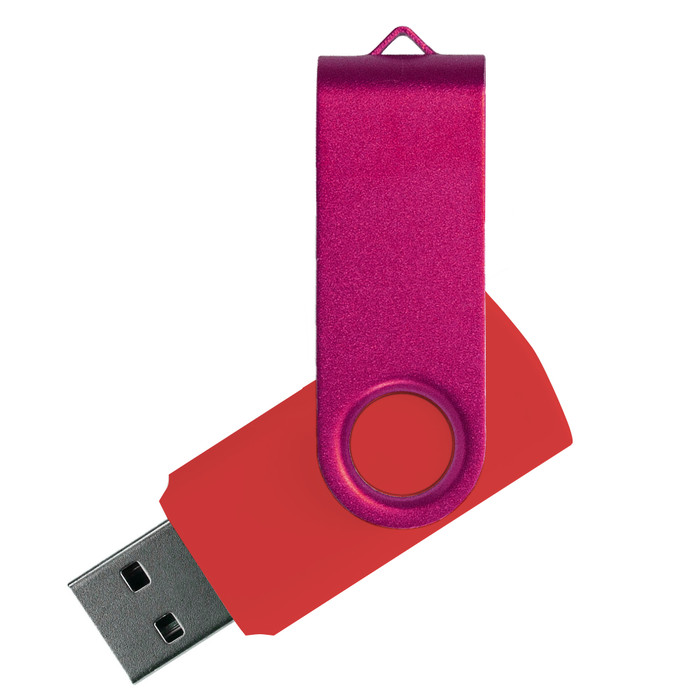 Флеш накопитель USB 2.0 Twister Сolor Mix 16GB, пластик Софт Тач/металл, красный/розовый для нанесения логотипа