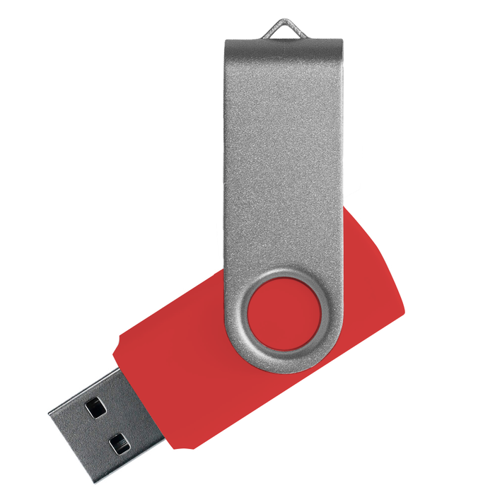 Флеш накопитель USB 2.0 Twister Сolor Mix 16GB, пластик Софт Тач/металл, красный/серебристый для нанесения логотипа