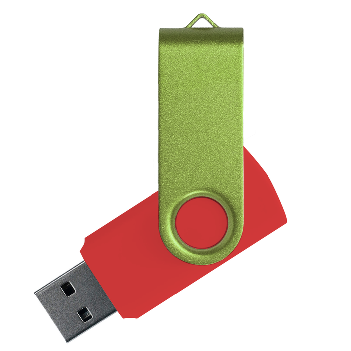 Флеш накопитель USB 2.0 Twister Сolor Mix 16GB, пластик Софт Тач/металл, красный/светло-зеленый для нанесения логотипа