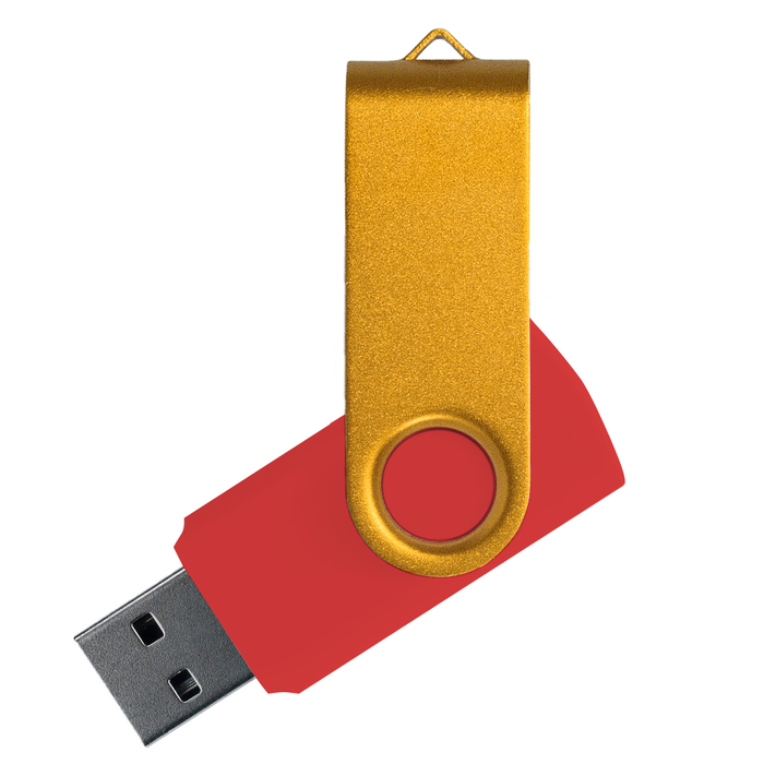 Флеш накопитель USB 2.0 Twister Сolor Mix 16GB, пластик Софт Тач/металл, красный/желтый для нанесения логотипа