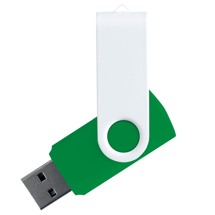 Флеш накопитель USB 2.0 Twister Сolor Mix 16GB, пластик Софт Тач/металл, зеленый/белый для нанесения логотипа