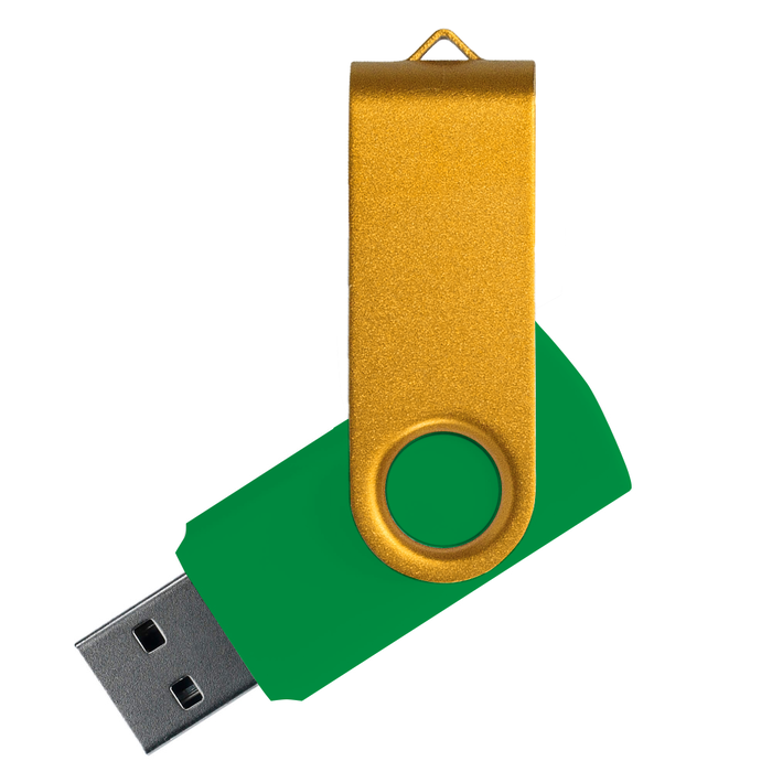 Флеш накопитель USB 2.0 Twister Сolor Mix 16GB, пластик Софт Тач/металл, зеленый/желтый для нанесения логотипа