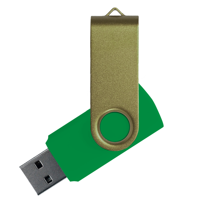 Флеш накопитель USB 2.0 Twister Сolor Mix 16GB, пластик Софт Тач/металл, зеленый/оливковый для нанесения логотипа