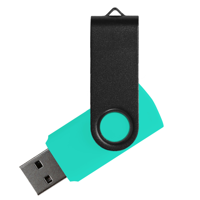 Флеш накопитель USB 2.0 Twister Сolor Mix 16GB, пластик Софт Тач/металл, бирюзовый/черный для нанесения логотипа