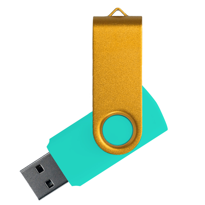 Флеш накопитель USB 2.0 Twister Сolor Mix 16GB, пластик Софт Тач/металл, бирюзовый/желтый для нанесения логотипа