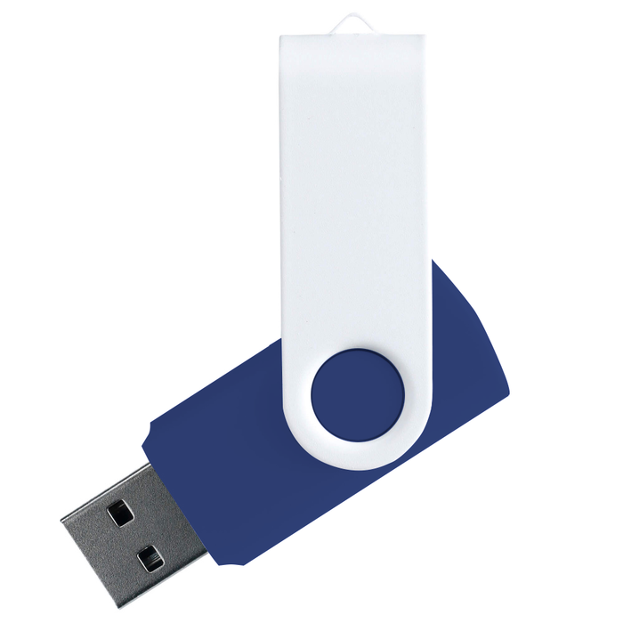 Флеш накопитель USB 2.0 Twister Сolor Mix 16GB, пластик Софт Тач/металл, темно-синий/белый для нанесения логотипа