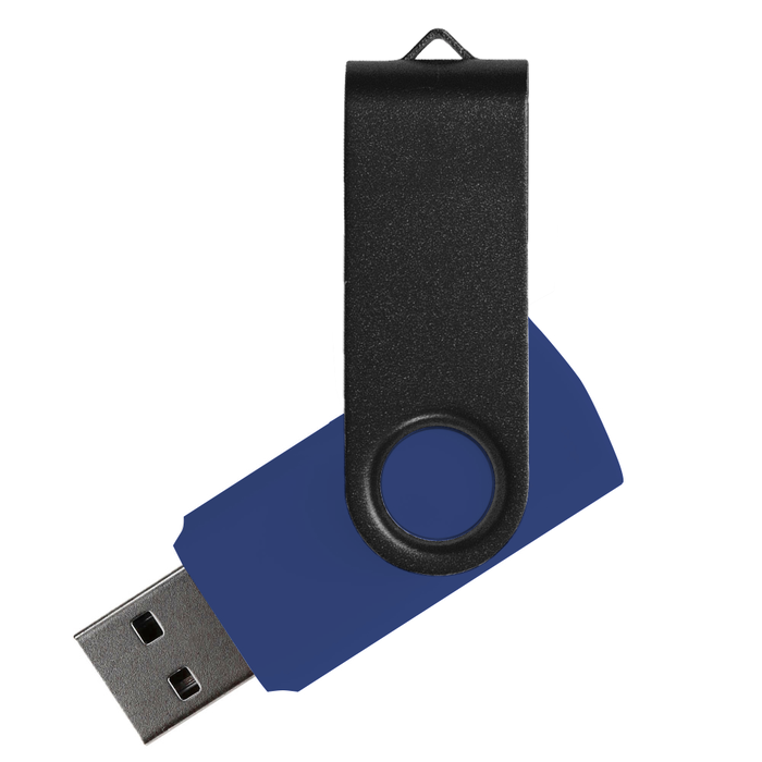 Флеш накопитель USB 2.0 Twister Сolor Mix 16GB, пластик Софт Тач/металл, темно-синий/черный для нанесения логотипа