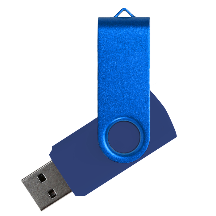 Флеш накопитель USB 2.0 Twister Сolor Mix 16GB, пластик Софт Тач/металл, темно-синий/синий для нанесения логотипа