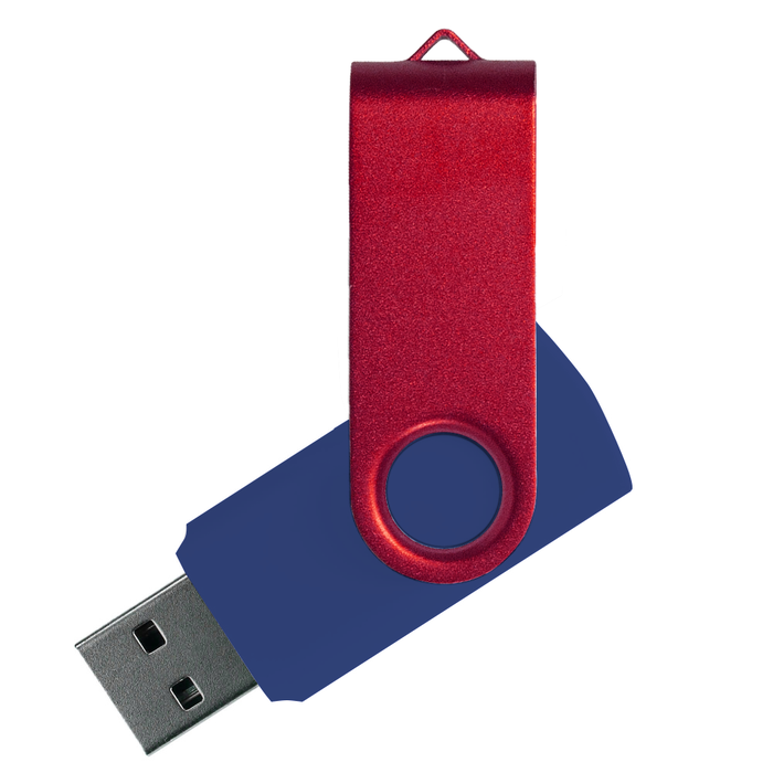 Флеш накопитель USB 2.0 Twister Сolor Mix 16GB, пластик Софт Тач/металл, темно-синий/красный для нанесения логотипа