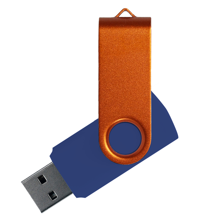Флеш накопитель USB 2.0 Twister Сolor Mix 16GB, пластик Софт Тач/металл, темно-синий/оранжевый для нанесения логотипа