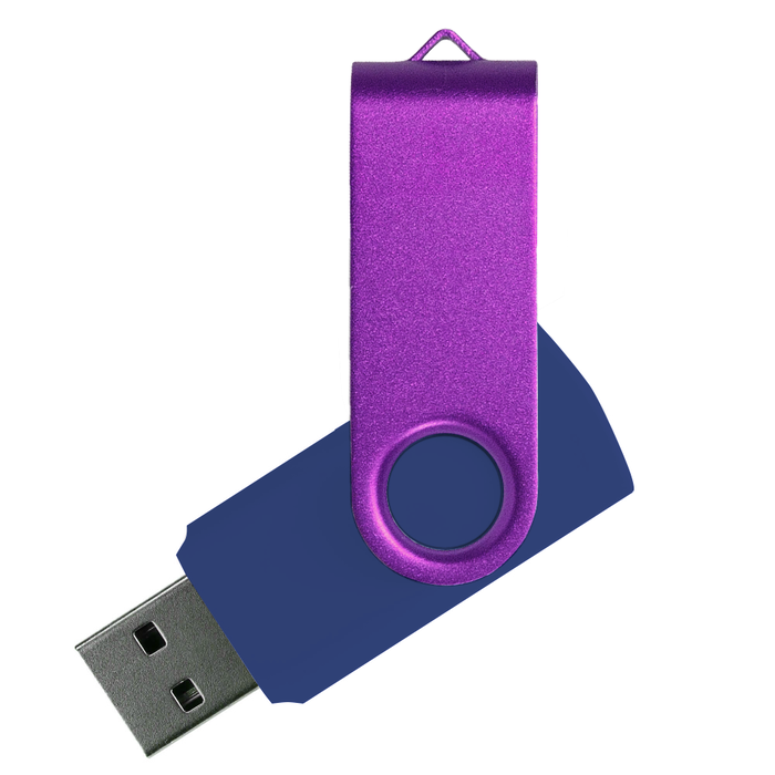 Флеш накопитель USB 2.0 Twister Сolor Mix 16GB, пластик Софт Тач/металл, темно-синий/фиолетовый для нанесения логотипа