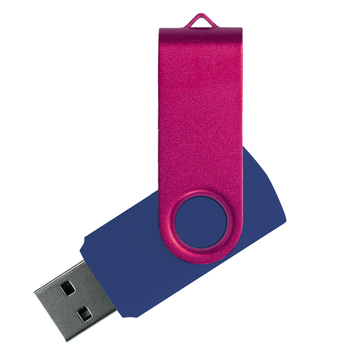 Флеш накопитель USB 2.0 Twister Сolor Mix 16GB, пластик Софт Тач/металл, темно-синий/розовый для нанесения логотипа