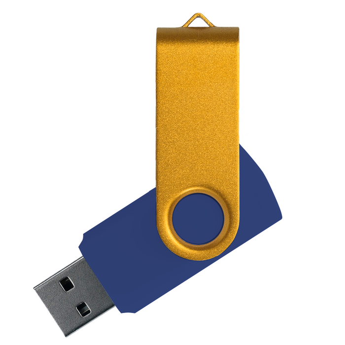 Флеш накопитель USB 2.0 Twister Сolor Mix 16GB, пластик Софт Тач/металл, темно-синий/желтый для нанесения логотипа